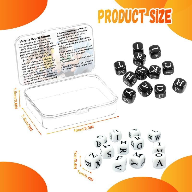 rytopt 24 Pcs Dice Set, The Crossword Solitaire Game, 6 Sided Dice Crossword Creative Game, Two-Player Interactive Family English Letter Dice Games for Adults - Image 2